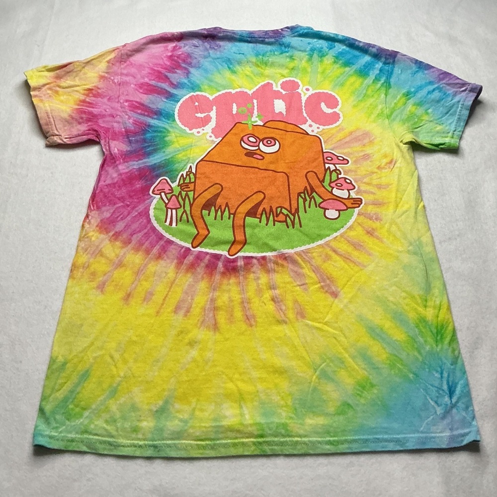 Eptic Mens Tie Dye Graphic T-Shirt Medium Rainbow Mushroom EDM Dubstep DJ Merch